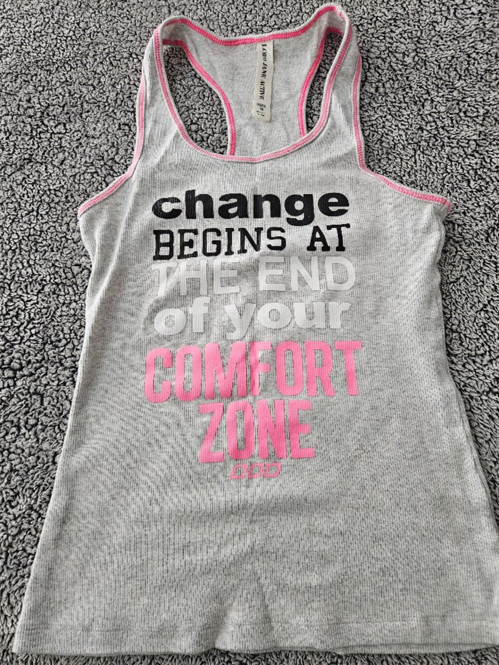 🩶💗 Lorna Jane Active Tank Top – Size Medium (Runs Small), Light Gray with Pink